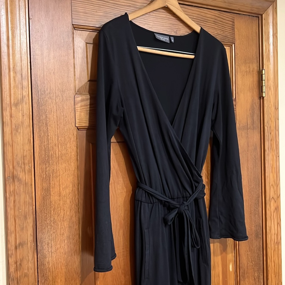 Rambler’s Way Black Merino Wool Long Sleeve Jumpsuit